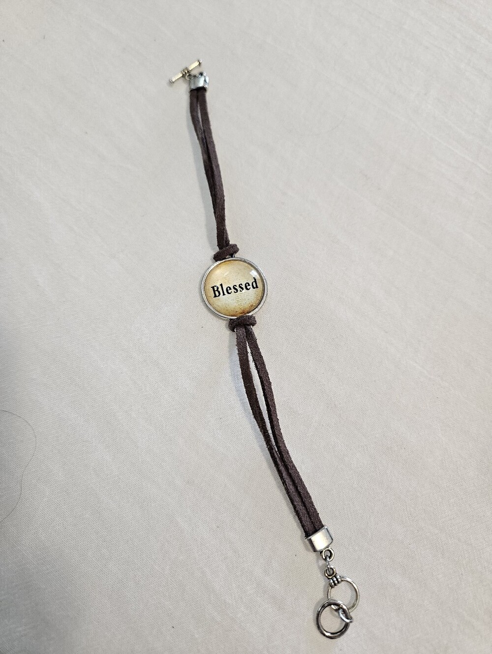 'Blessed' Brown Cord Bracelet